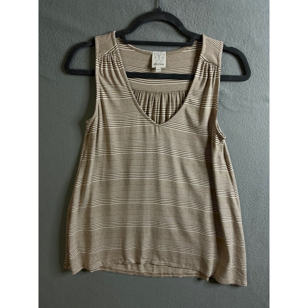 Ella Moss Top Women's Small Striped Tank Top V-Neck Sleeveless Casual‎ Everyday